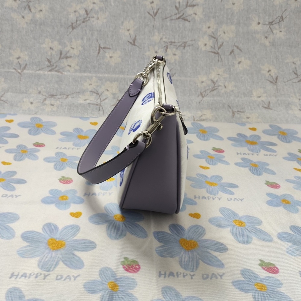 Coach White Mini Shoulder Bag with Lavender and Blue Berry Print - Picture 8 of 12